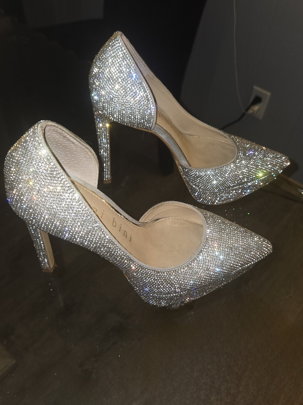 Gianni Bini Silver Crystal Pointed-Toe Stiletto Pumps